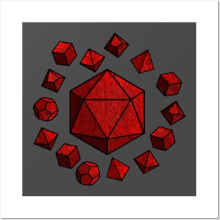 Red Polyhedral Dice Set Posters and Art